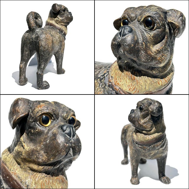 1930s Austrian Standing Pug Dog Composition Lifesize Sculpture For Sale - Image 5 of 7