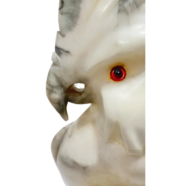 Late 20th Century Late 20th Century Cockatoo Parrot Alabaster Stone Sculpture For Sale - Image 5 of 8