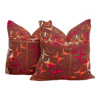 Heirloom Desert, Antique Phulkari Pillow Covers, a Pair For Sale