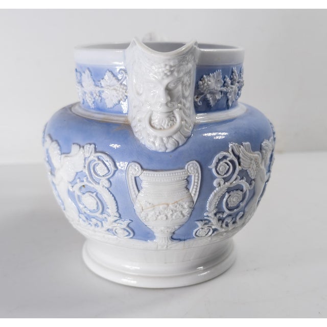 19th Century 19th Century English Staffordshire Neoclassical Lavender Blue and White Pitcher by Ridgway For Sale - Image 5 of 15