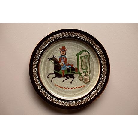 Mid-Century Swiss Folk Art Studio Pottery Wall Plates by Mw Thun - Set of 9 For Sale - Image 12 of 16