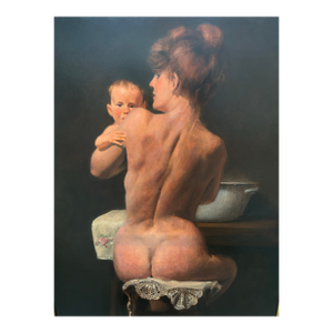 1990’s Robert Beck Original Traditional Realism Mother and Baby Nude Portrait Painting