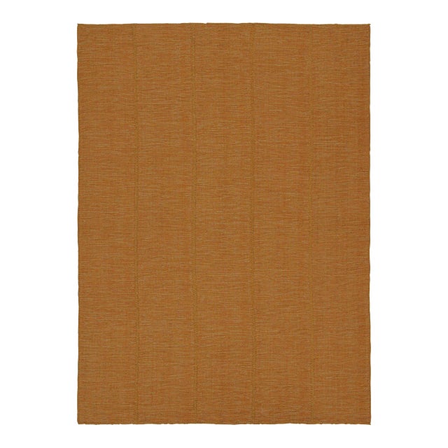 2010s Rug & Kilim’s Contemporary Kilim Rug in Ochre With Beige and Pink Accents For Sale