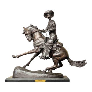 Cowboy, Cast Bronze Sculpture on Marble Base, after Frederic Remington For Sale