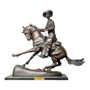Cowboy, Cast Bronze Sculpture on Marble Base, after Frederic Remington