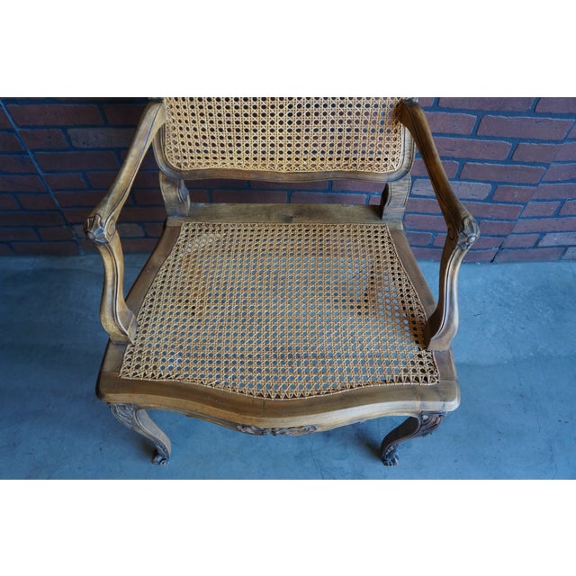 19th Century Antique French Carved Walnut Arm Chair For Sale - Image 5 of 10