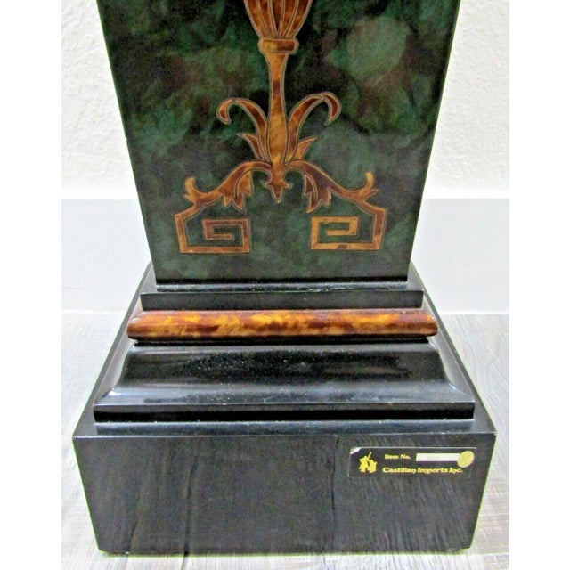 1980s Castilian Imports Tall Gold Urn Drape Rope Green Pedestal Plant Stand For Sale - Image 9 of 12