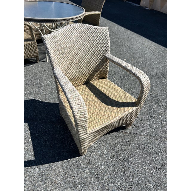 Beautiful Vintage Lloyd Loom Aluminum Patio Set Table & 4 Chairs For Sale - Image 10 of 12