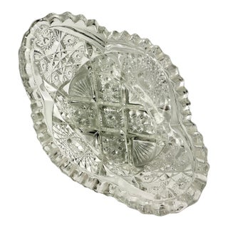 Late 1800s Antique Boho Chic Hollywood Regency American Brilliant Cut Deep Relish Serving Dish For Sale