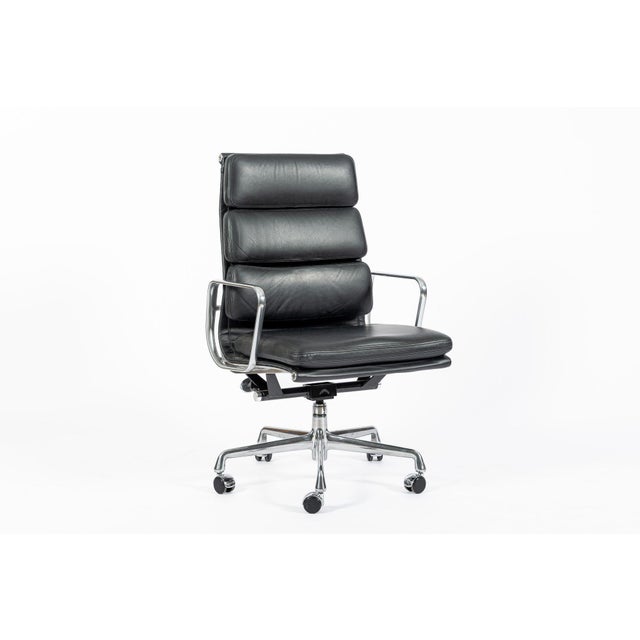 Eames for Herman Miller Tall Black Leather Desk Chair Soft Pad For Sale - Image 9 of 13