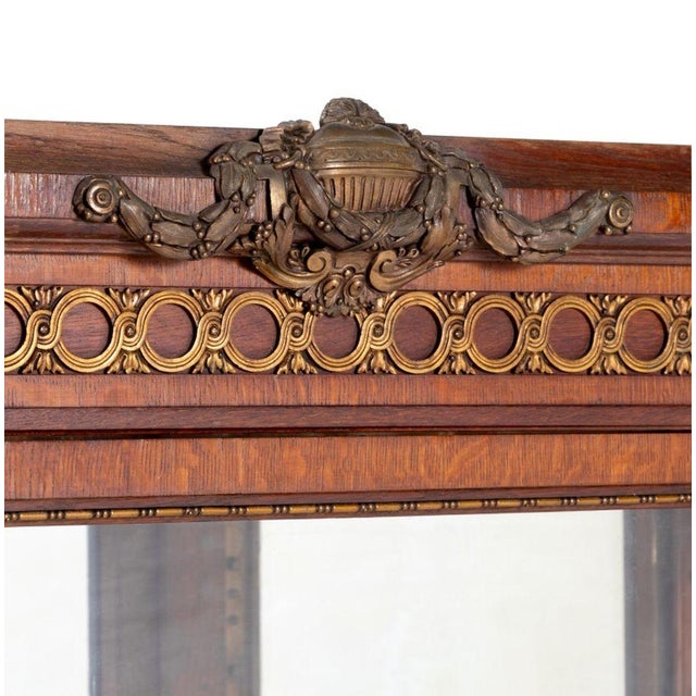 Mid 20th Century Louis XVI Style Gilt Metal Mounted Oak Vitrine For Sale - Image 4 of 7