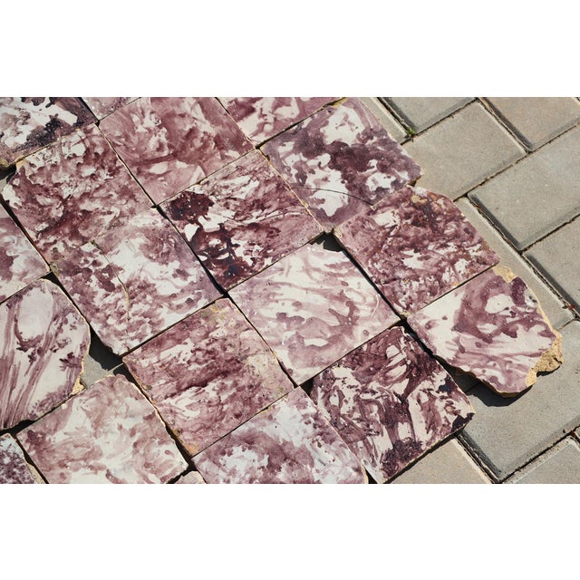 18th Century Baroque Aubergine Spongeware Set of Ninety Tiles, Portuguese For Sale - Image 15 of 18