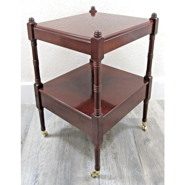 Brown 1980s Bombay Regency Style Cherry Finish Two Tier Side End Table For Sale - Image 8 of 13