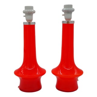 Red Glass Table Lamps by Gert Nyström, Set of 2 For Sale