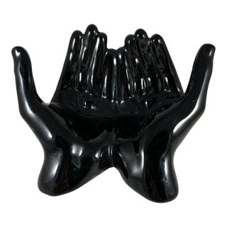 1970s Authentic Nancy Funk Ceramics Double Hand Trinket Dish For Sale