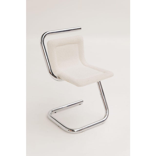 Metal Vintage Italian Chairs in Off-White Bouclé Fabric, 1970s, Set of 4 For Sale - Image 7 of 12