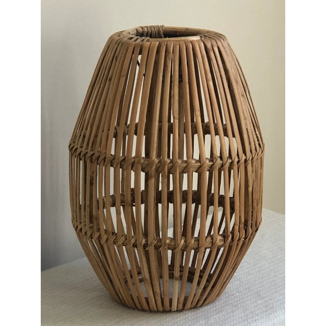 Tan Vintage Boho Rattan Pendant Light Shade For Sale - Image 8 of 11