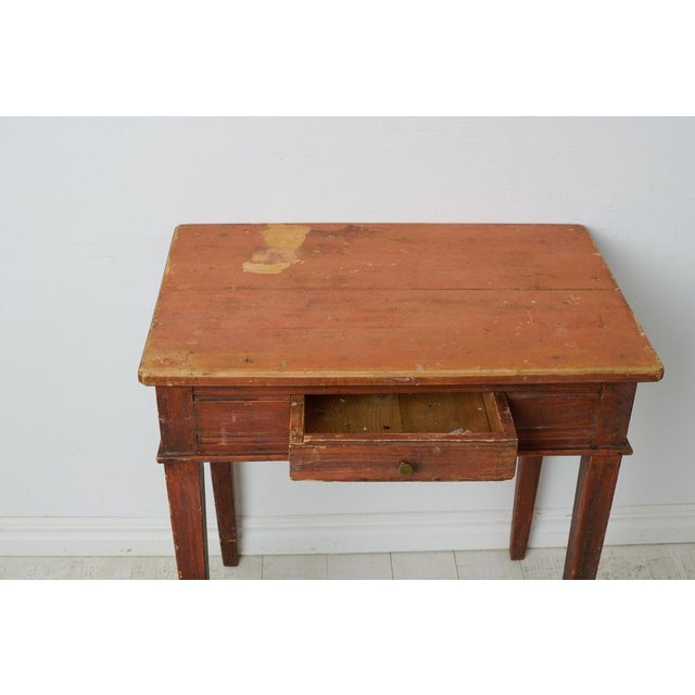 Wood Small Antique Swedish Country House Table with Drawer For Sale - Image 7 of 11