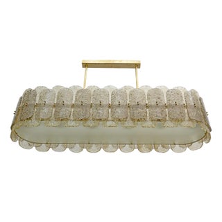 Mid-Century Style Italian Modern Brass and Murano Glass Chandelier, 1990s For Sale