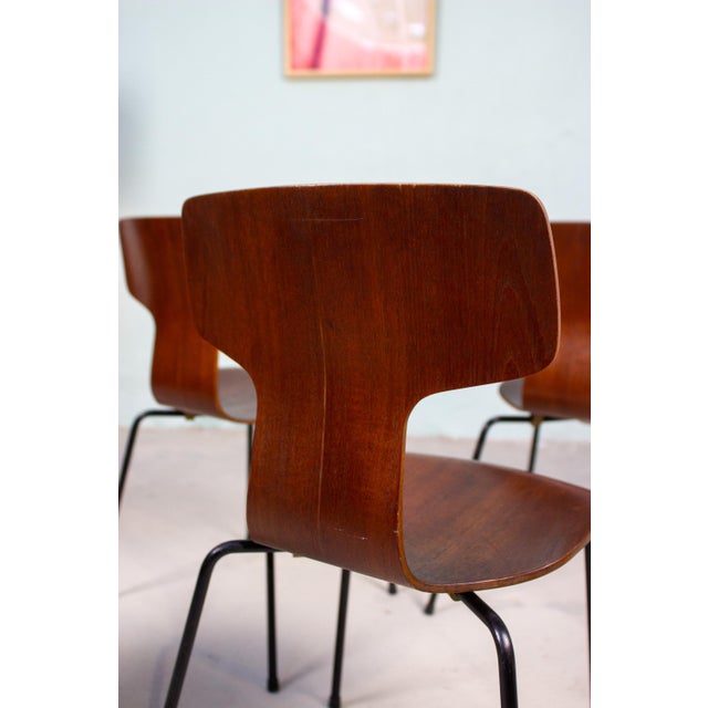 Fritz Hansen Vintage 3103 Hammer Chairs by Arne Jacobsen for Fritz Hansen, 1960s, Set of 4 For Sale - Image 4 of 18