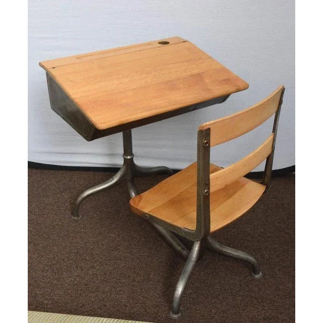 1950s 1950s Industrial Child's School Desk For Sale - Image 5 of 11