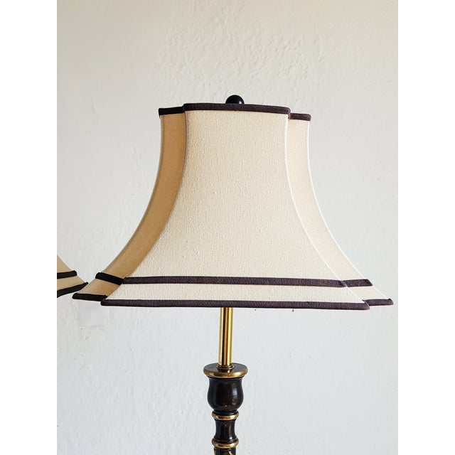 Twisted Tall Buffet Painted Brass Lamps-a Pair For Sale - Image 9 of 12