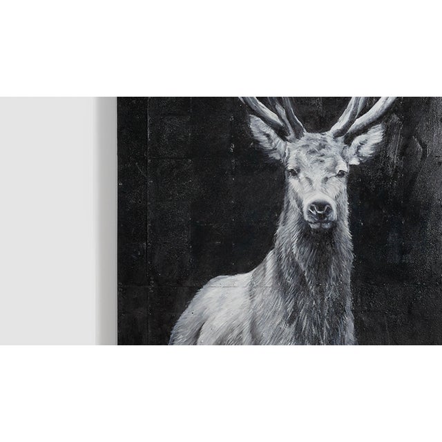 Deer II Collective Bap Vietnam Art Large-Scale Black White Wildlife Portrait For Sale - Image 9 of 11