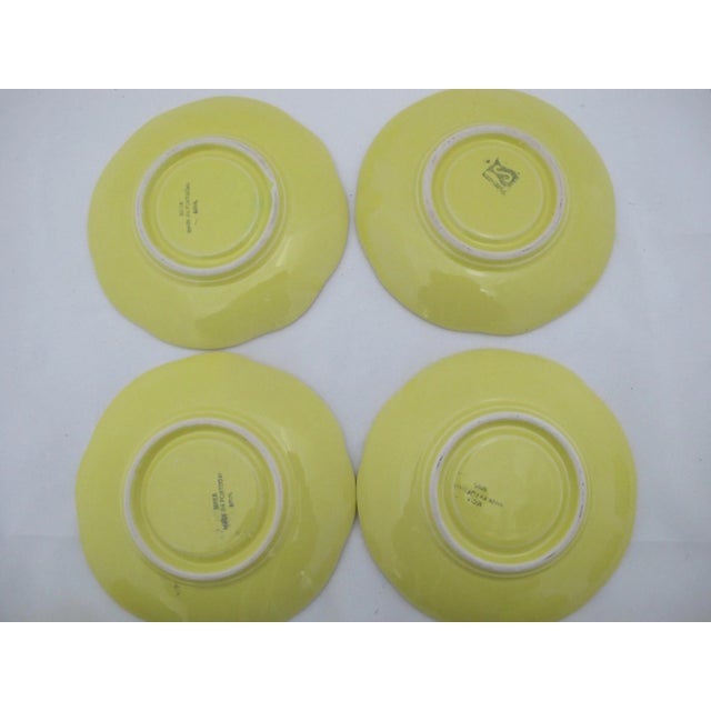 Mid 20th Century Secla Portugal Yellow MCM Majolica Cabbage Leaf Tea Cup & Saucer Set of 4 For Sale - Image 9 of 10