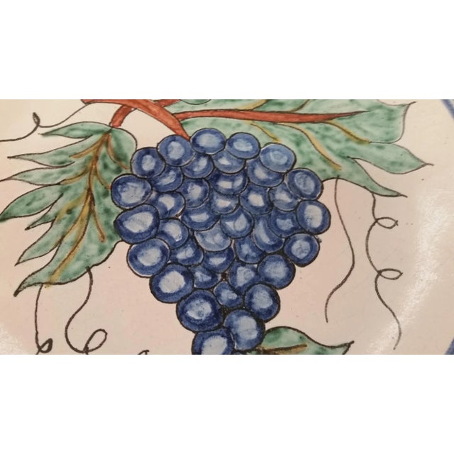 Farmhouse Vintage Mexican Redware Grapes Decorative Plate For Sale - Image 3 of 5