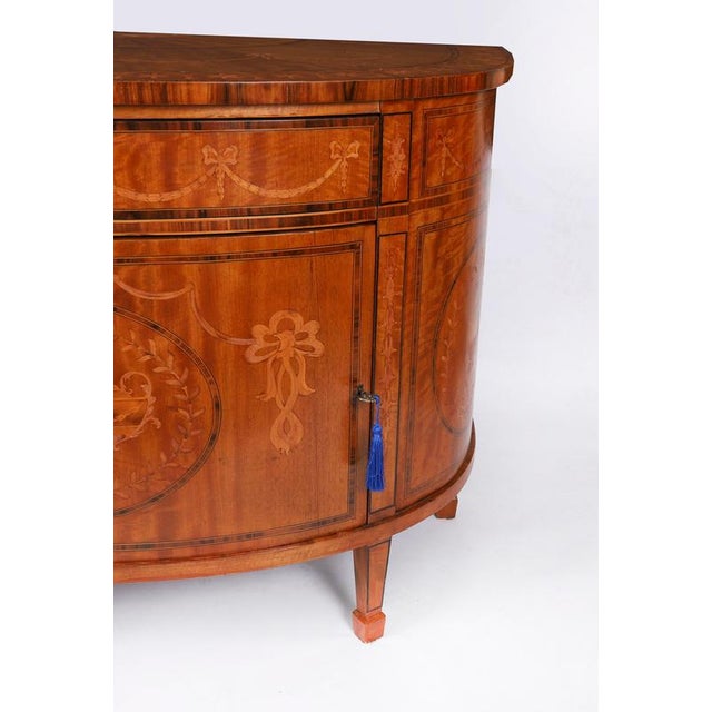Antique English Sheraton Revival Satinwood and Marquetry Cabinet, 1900 For Sale - Image 9 of 18