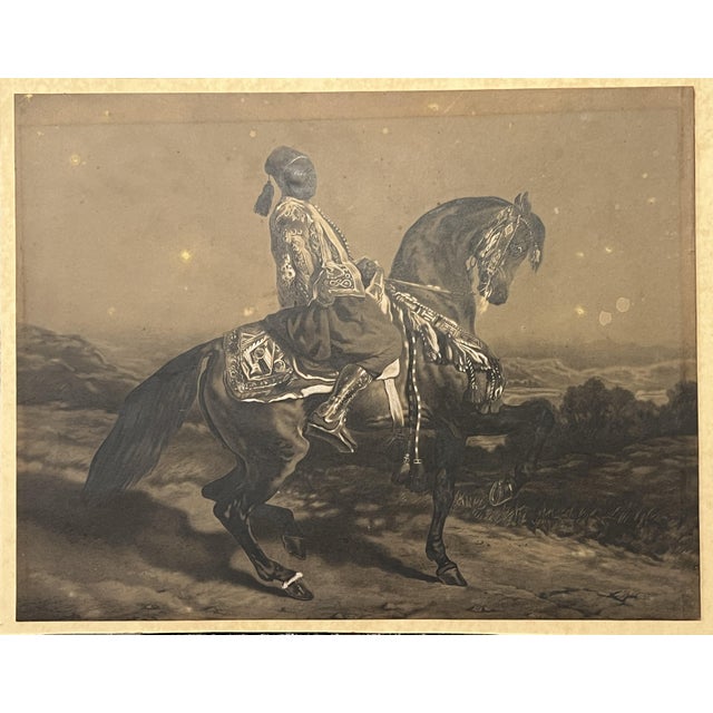 Pencil drawing on lithography by Charles Bargue on the work of Alfred de Dreux. 100% of the lithography has been...