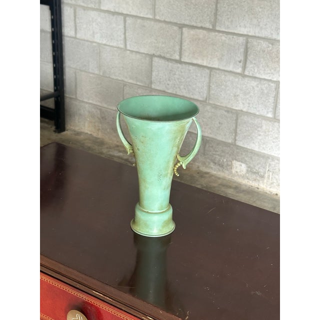 Ystad Metall 1940s Swedish Bronze Handled Vase by Ystad Metall Bronze For Sale - Image 4 of 7