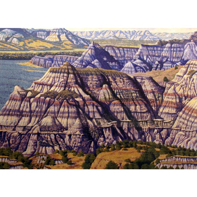 Impressionist Gordon Mortensen "Painted Canyon" Signed Numbered Woodcut Art Southwestern 1988 For Sale - Image 3 of 6