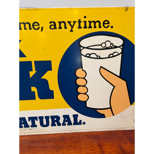 Vintage Connecticut "Drink Milk" Dairy Advertising Metal Sign, 44 Inches For Sale - Image 14 of 18
