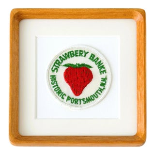 New Hampshire Portsmouth Strawberry Banke Vintage Travel Patch Solid Wood Framed For Sale