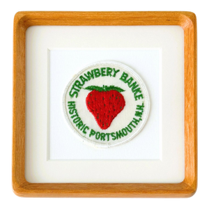 New Hampshire Portsmouth Strawberry Banke Vintage Travel Patch Solid Wood Framed