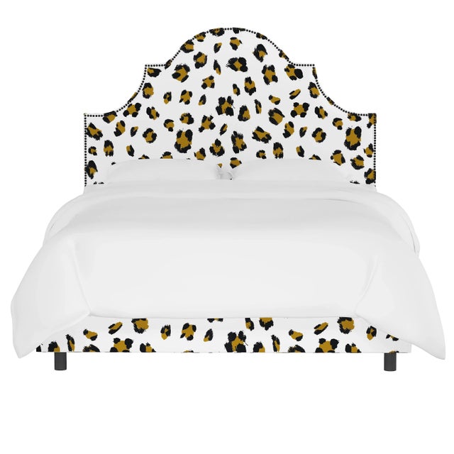 Transitional Halsted Bed in Ochre Brush Cheetah, Full For Sale - Image 3 of 6