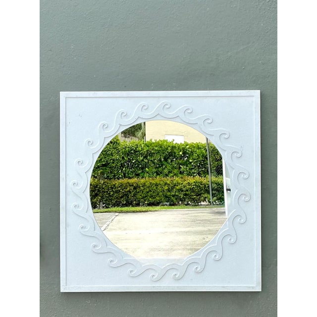 Vintage Wave Design Aluminum Mirror For Sale - Image 11 of 14