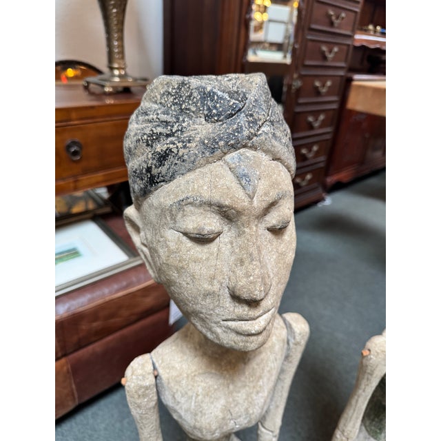 Balinese Hand Carved Wedding Figures, Pair For Sale - Image 9 of 12