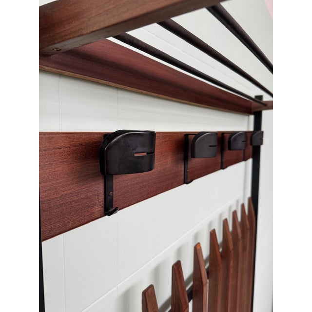 Wood Vintage Wall Coat Rack in Metal and Wood, 1960s For Sale - Image 7 of 17