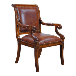 Regency Leather Arm Chair For Sale