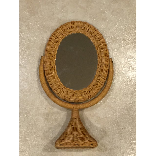 Vintage Wicker and Rattan Vanity Mirror Chairish