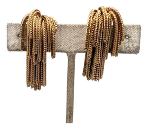 Vintage 1950s Signed Napier Goldtone Fringe Clip Earrings-2 Pieces