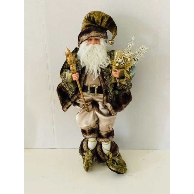 Chru Holiday decor Santa Claus textile figurine. 24”. Richly decorated velvet. Textile.