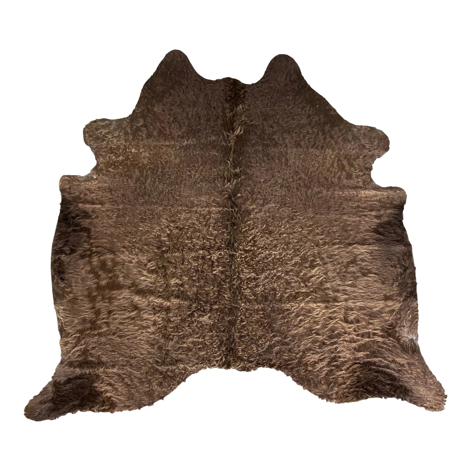 Natural Brown Curly Brazilian Cowhide Rug 5'9