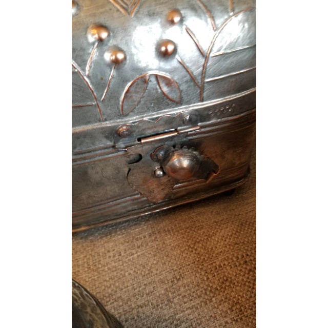Metal Collection of Three Antique Silvered Copper Boxes For Sale - Image 7 of 13