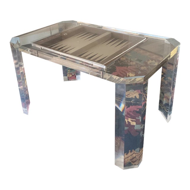 Vintage 1970s Faceted Lucite Backgammon Game Table For Sale