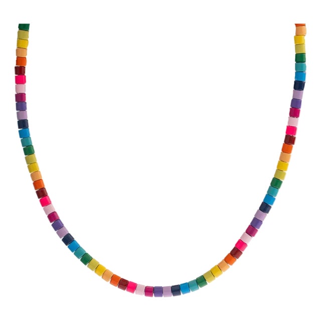 Rainbow Vibes Ceramic Bead Necklace For Sale