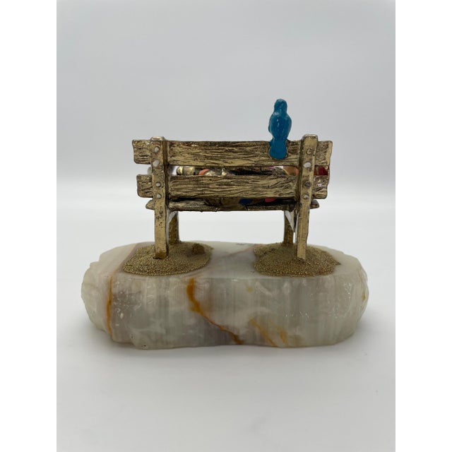 Vintage Ron Lee Circus Clown Sleeping on Park Bench Sculpture With Blue Bird, 1988 For Sale In Los Angeles - Image 6 of 9