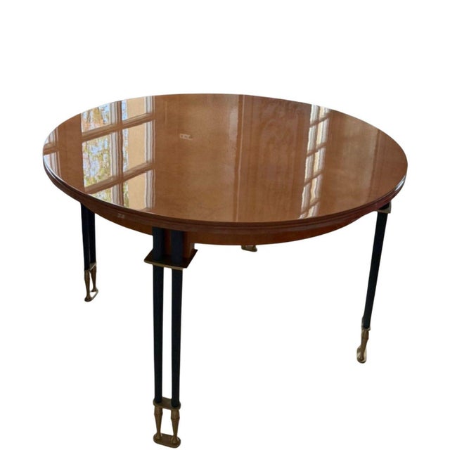 Metal Vintage French Round Lacewood Salon Table by Jean-Rémy Couradette, 2001 For Sale - Image 7 of 7